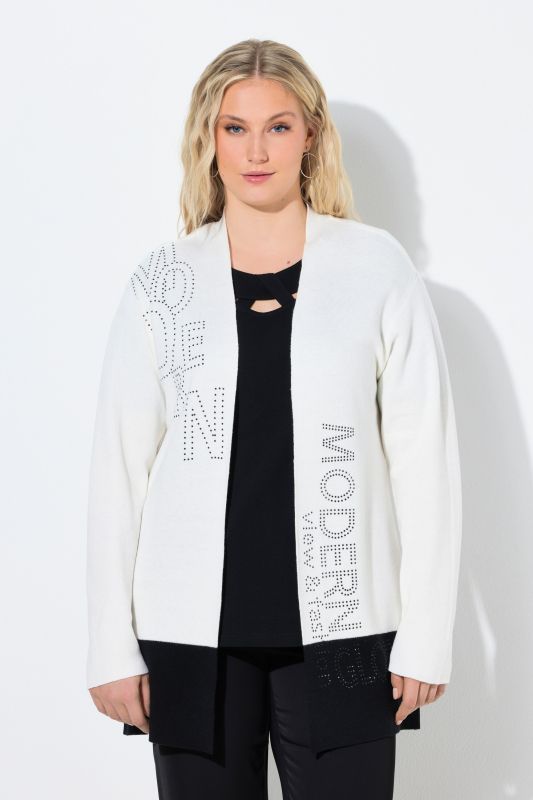 Rhinestone Modern View Open Shape Cardigan