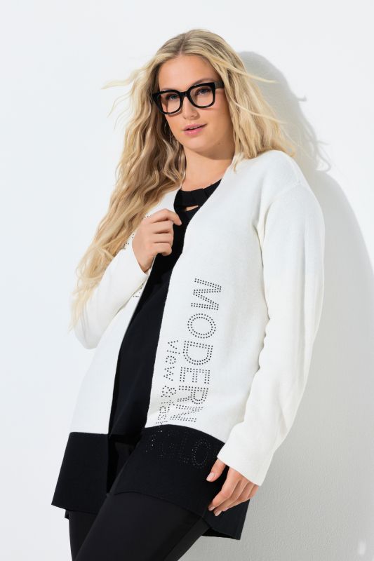 Rhinestone Modern View Open Shape Cardigan