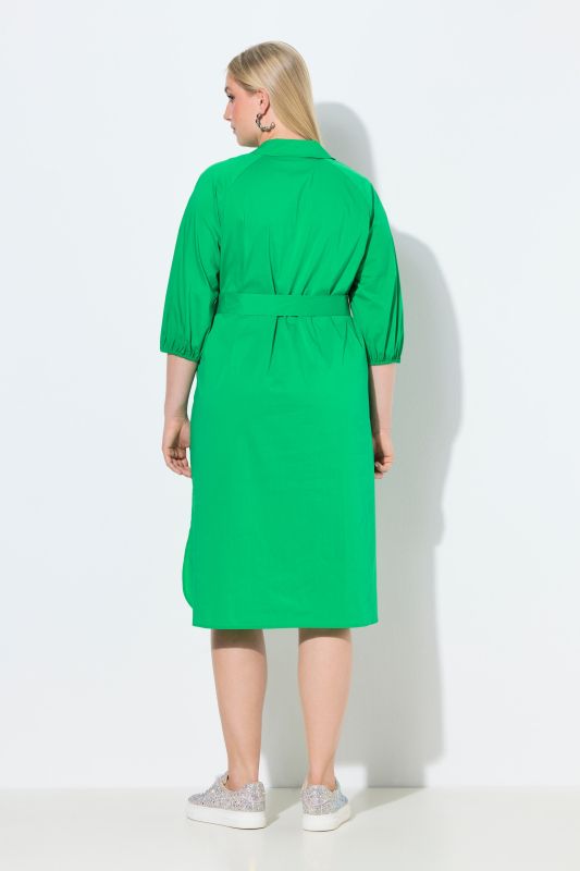 Tie Belt Balloon Sleeve Shirt Dress