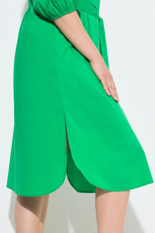 Tie Belt Balloon Sleeve Shirt Dress