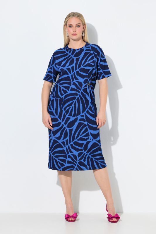 Monstera Print Ring Detail Stretch Fit Dress