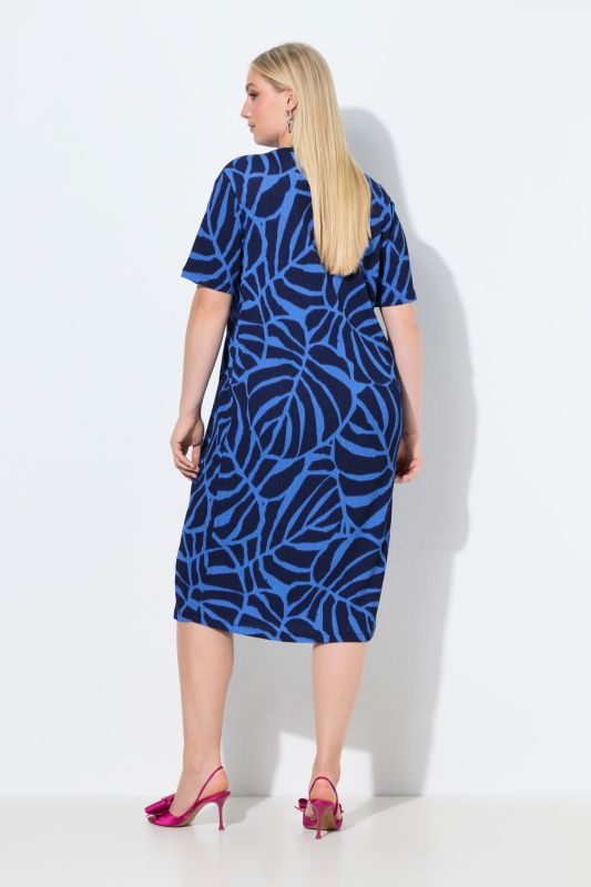 Monstera Print Ring Detail Stretch Fit Dress