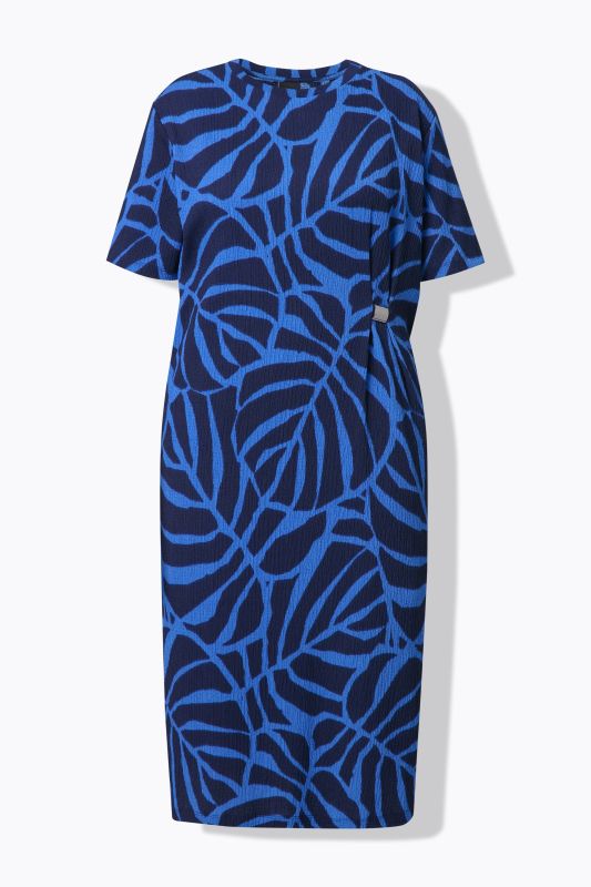 Monstera Print Ring Detail Stretch Fit Dress