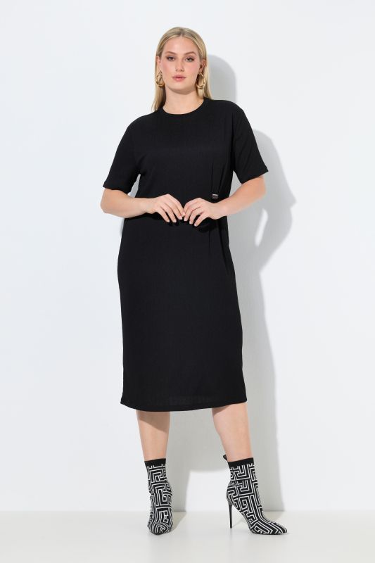 Ring Detail Short Sleeve Stretch Fit Dress