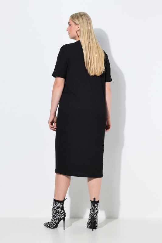 Ring Detail Short Sleeve Stretch Fit Dress