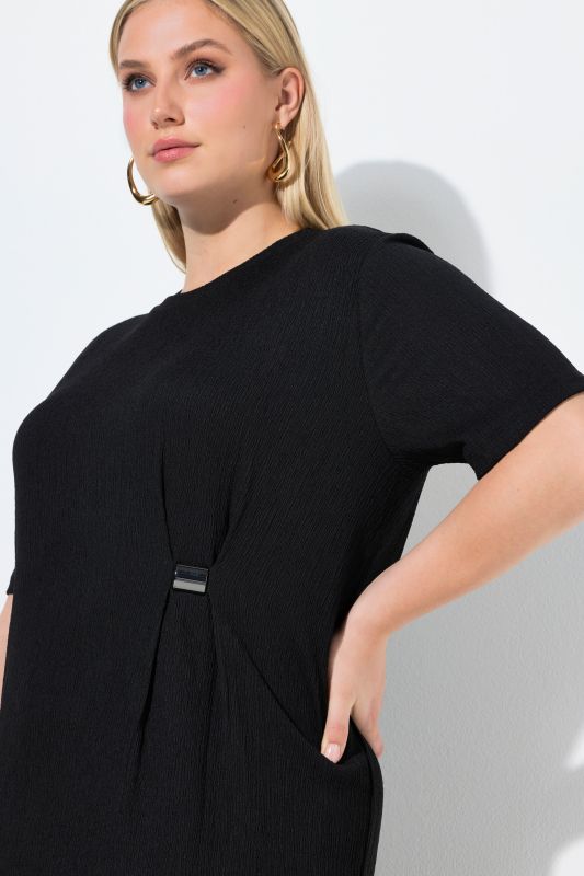 Ring Detail Short Sleeve Stretch Fit Dress