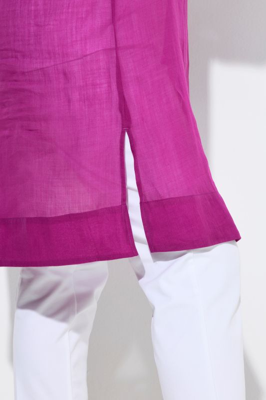 Sheer Ramie 3/4 Sleeve Shirt Dress