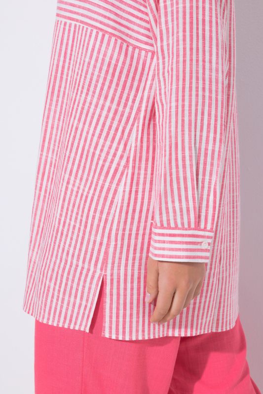 Mixed Stripe Linen Blend Tunic Blouse
