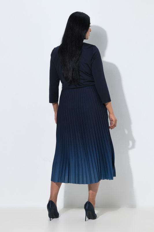 Ombre Pleated 3/4 Sleeve Dress