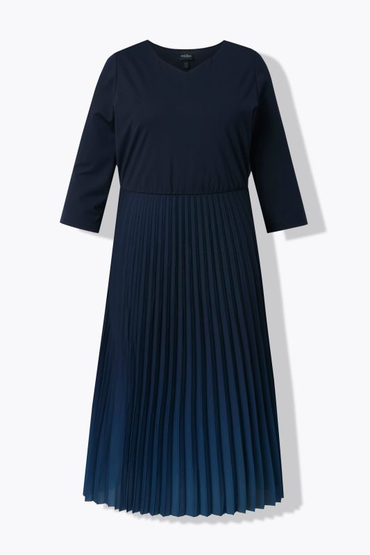 Ombre Pleated 3/4 Sleeve Dress