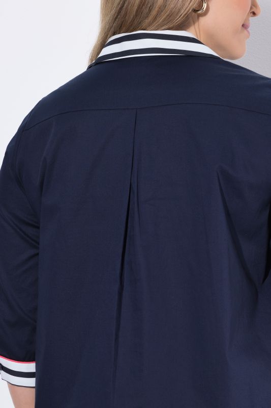 Stripe Accent Short Sleeve Collared Dress