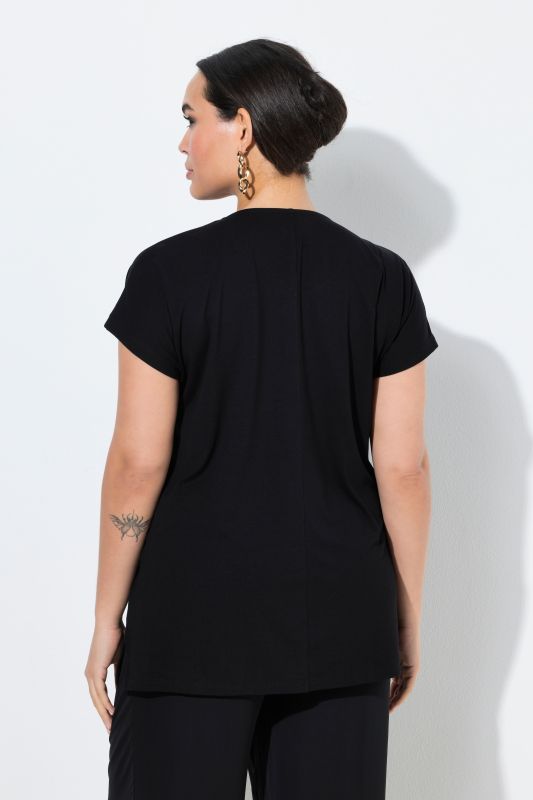 Beaded Flower Cap Sleeve T-Shirt Blouse