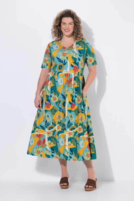 Eco Cotton Swirling Floral Print Dress