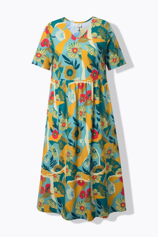 Eco Cotton Swirling Floral Print Dress