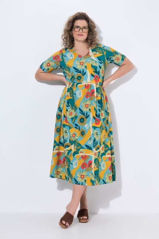 Eco Cotton Swirling Floral Print Dress