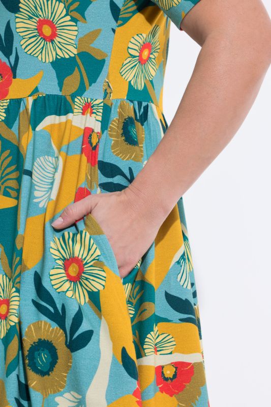 Eco Cotton Swirling Floral Print Dress