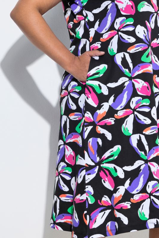 Brushstroke Floral Jersey Pocket Dress