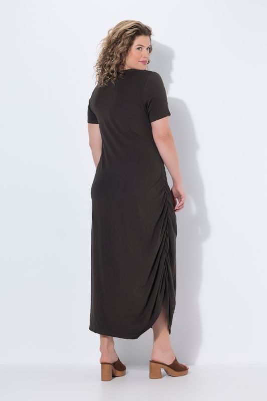 Eco Cotton Asymmetric Draped Short Sleeve Dress
