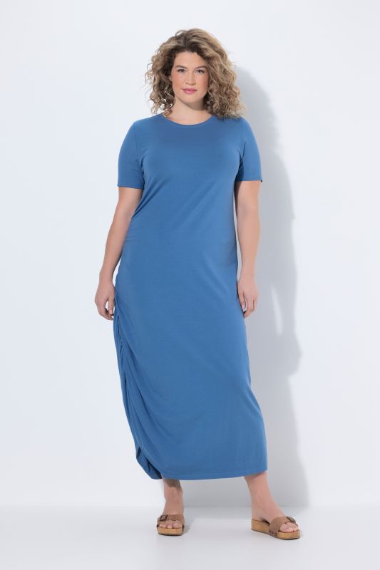 Eco Cotton Asymmetric Draped Short Sleeve Dress