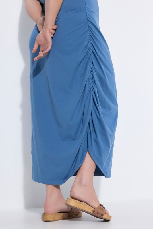Eco Cotton Asymmetric Draped Short Sleeve Dress