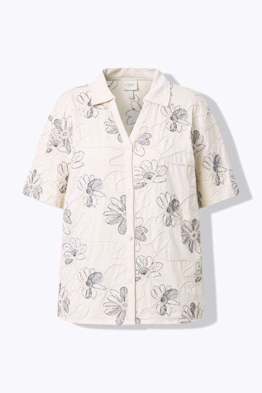 Eco Cotton Flower Print Cord Embroidered Blouse