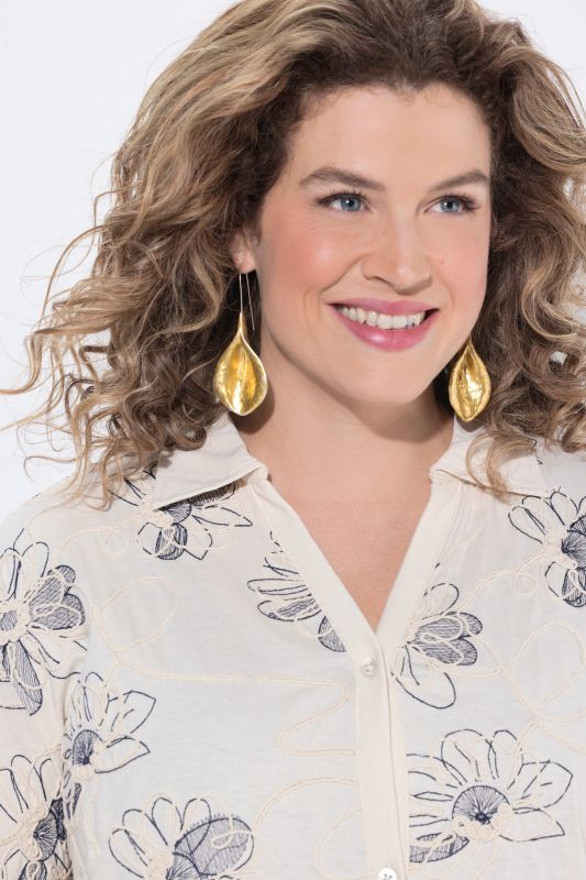 Eco Cotton Flower Print Cord Embroidered Blouse