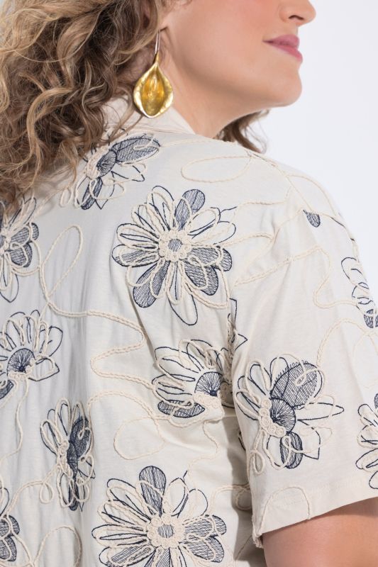 Eco Cotton Flower Print Cord Embroidered Blouse
