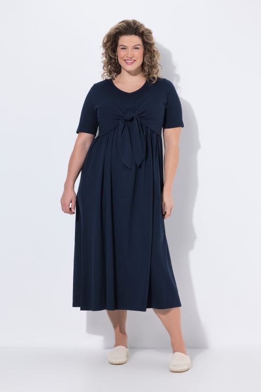 Eco Cotton Knotted Empire Waist Short Sleeve Dress