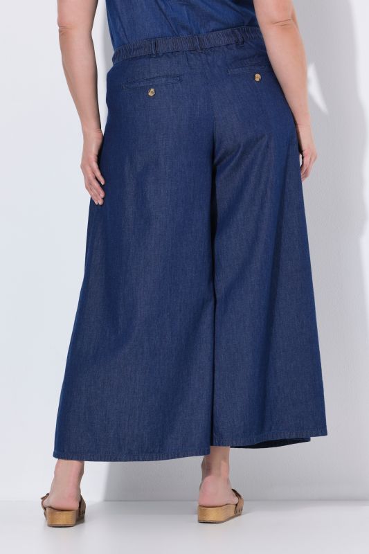 Eco Cotton Denim Look Wide Leg Elastic Waist Pants