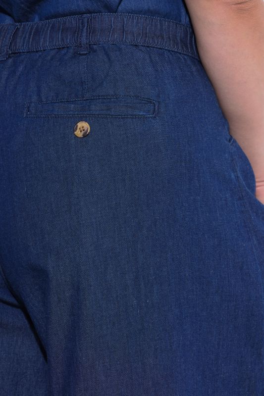 Eco Cotton Denim Look Wide Leg Elastic Waist Pants