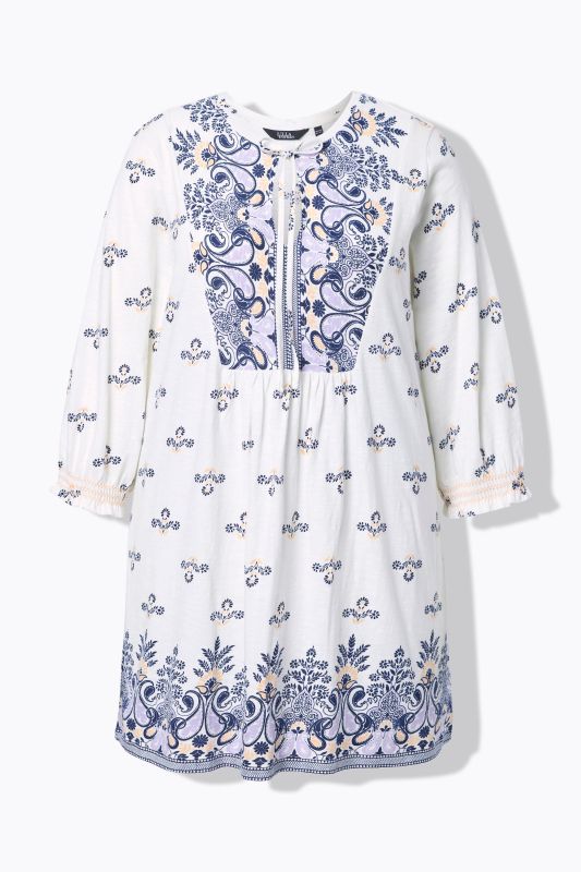 Floral Paisley Placement Print Tunic Blouse