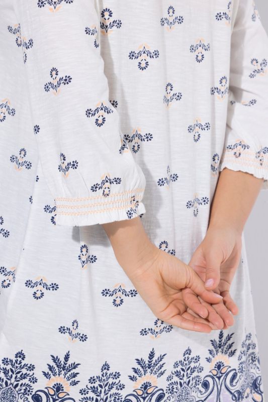 Floral Paisley Placement Print Tunic Blouse