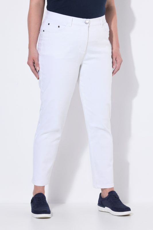 White Stretch Fit Mom Jeans