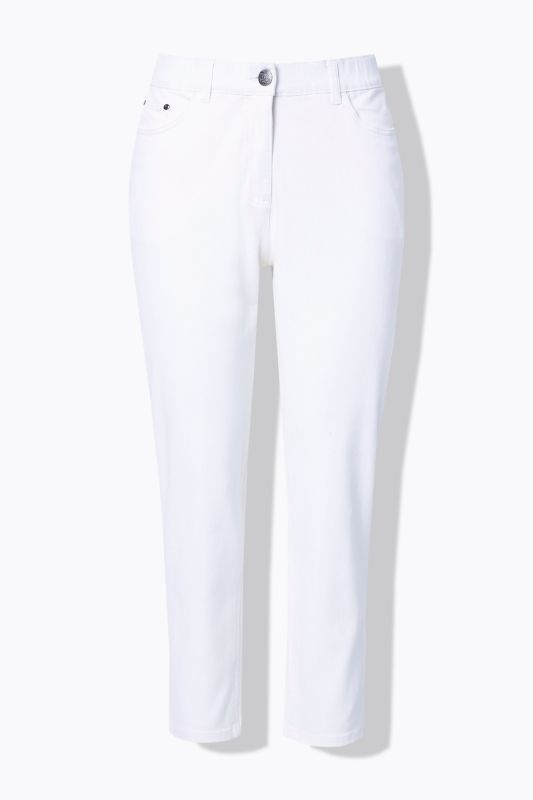 White Stretch Fit Mom Jeans