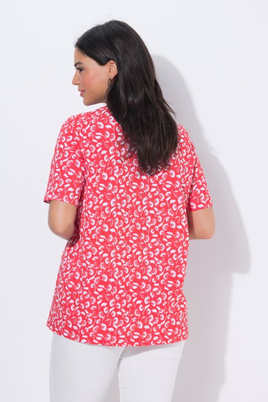 Strawberry Print Short Sleeve Scoop Neck Tee