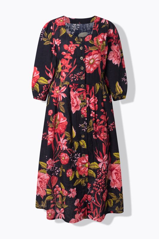 Рокля с флорален принт и копчета