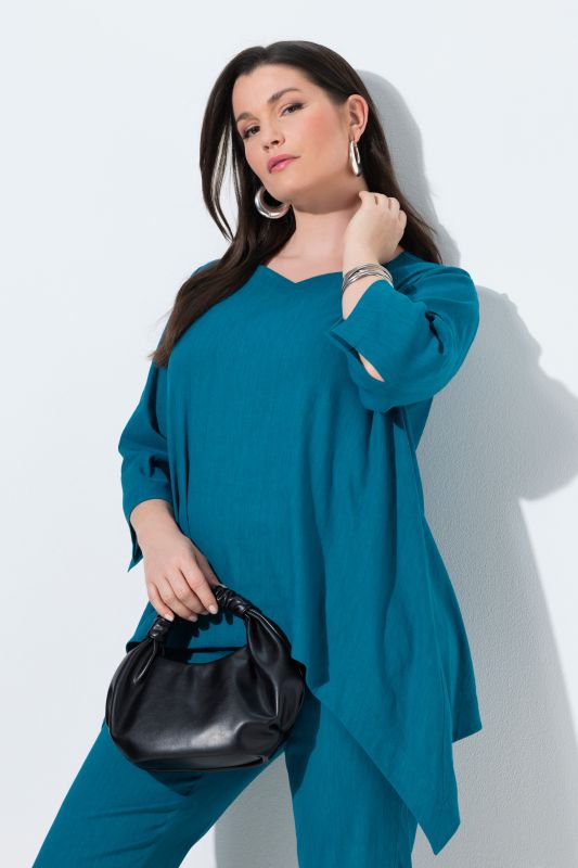 Блуза ленена с асиметричен подгъв