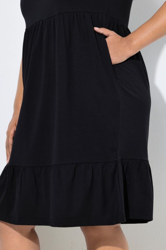Flounce Hem A-Line Jersey Pocket Dress