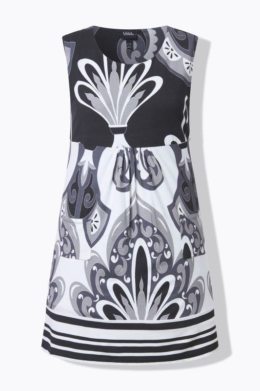 Sleeveless Border Print Jersey Dress