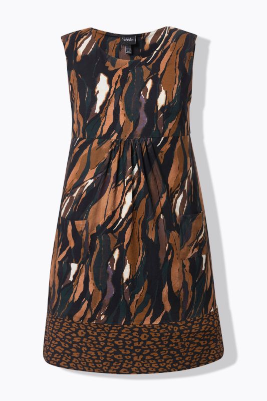 Sleeveless Border Print Jersey Dress
