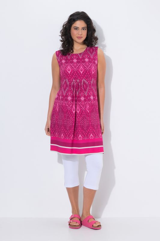 Sleeveless Border Print Jersey Dress