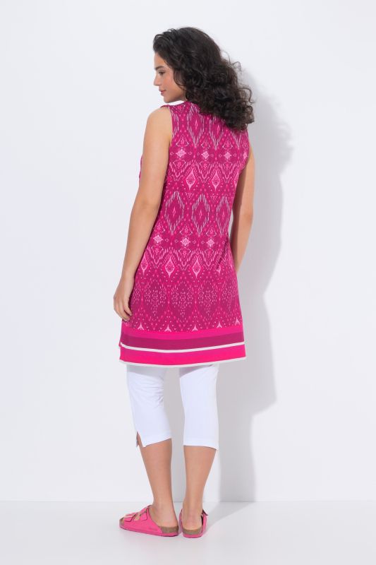 Sleeveless Border Print Jersey Dress