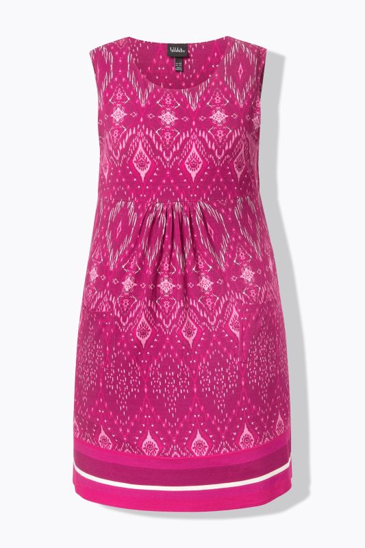 Sleeveless Border Print Jersey Dress