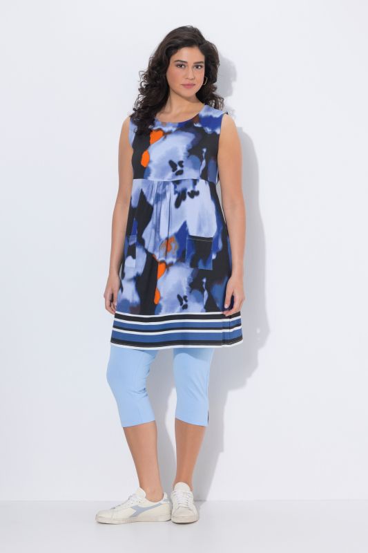 Sleeveless Border Print Jersey Dress