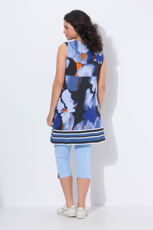 Sleeveless Border Print Jersey Dress