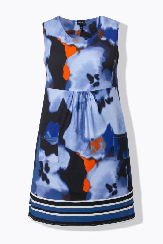 Sleeveless Border Print Jersey Dress