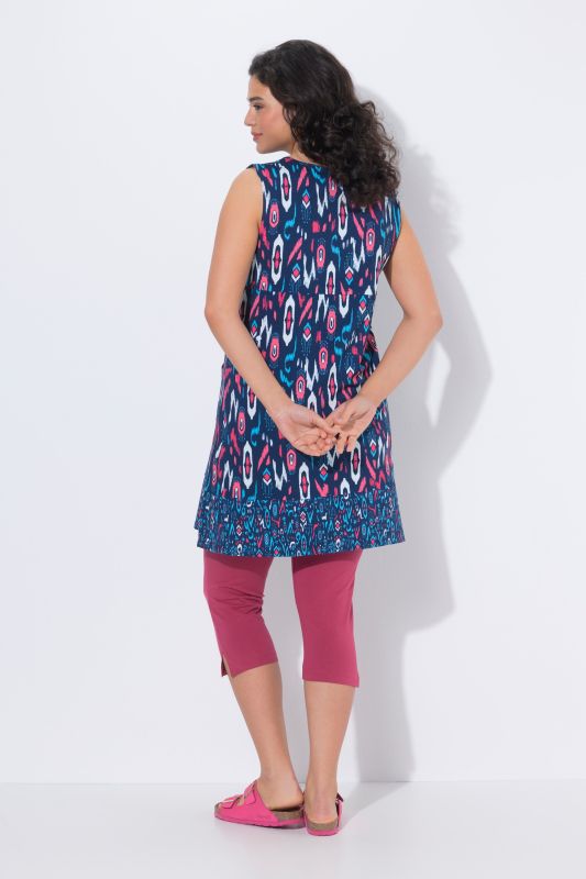 Sleeveless Border Print Jersey Dress