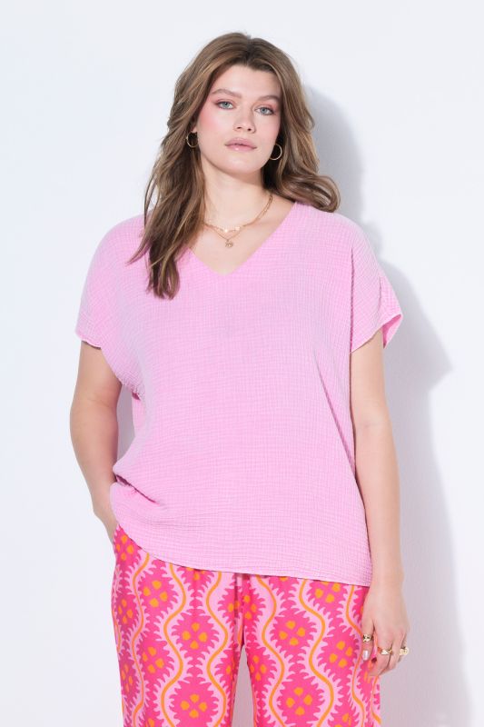 Oversized Cap Sleeve Muslin Blouse