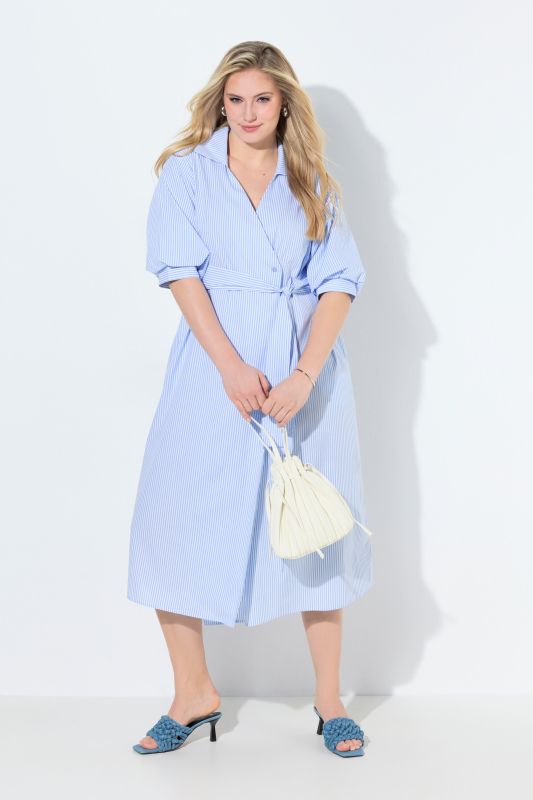 Striped Wrap-Look Pocket Dress