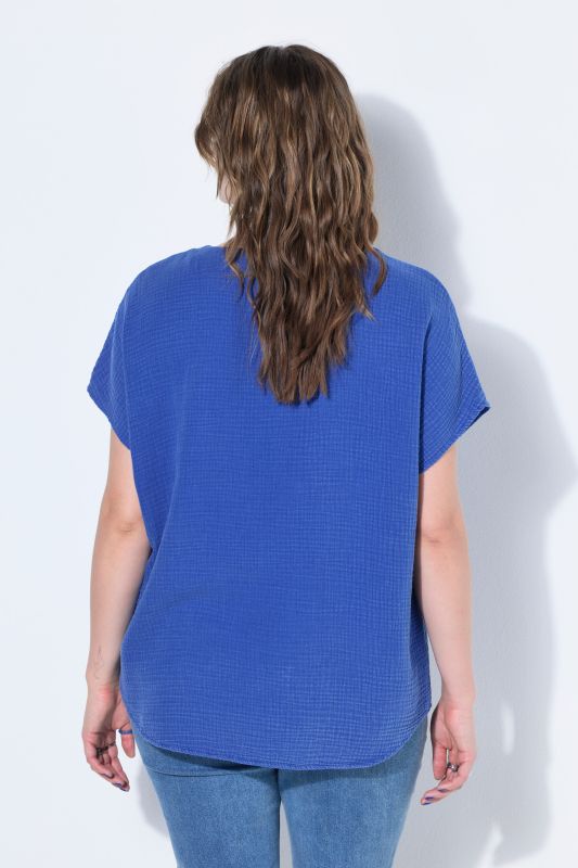 Oversized Cap Sleeve Muslin Blouse